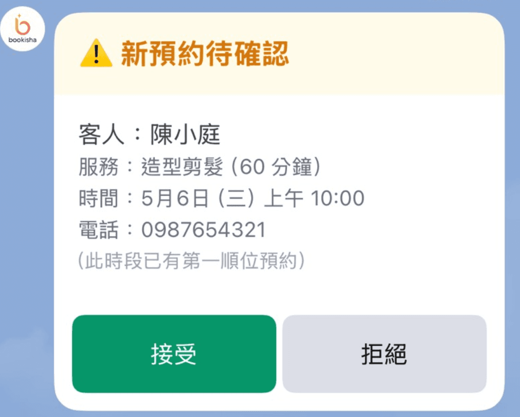 店家待確認通知
